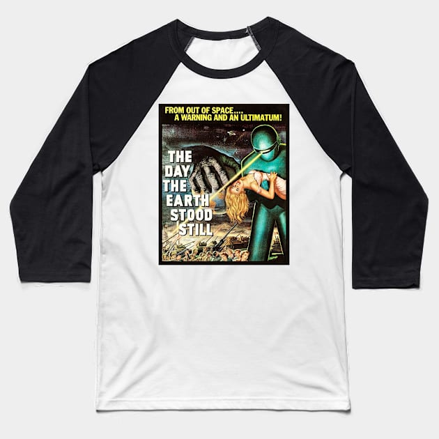 Vintage The Day The Earth Stood Still Poster (1951) Baseball T-Shirt by Bugsponge